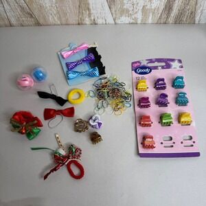 Goody Girls Hair Accessory Lot Claw Clips Bows Elastics Christmas Scrunchie